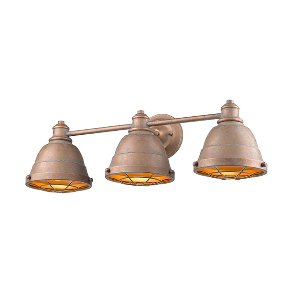 Bartlett 3-Light Bathroom Vanity Light with Metal Shade, Copper Patina