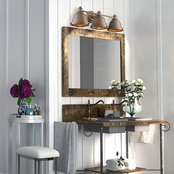 Bartlett 3-Light Bathroom Vanity Light with Metal Shade, Copper Patina - Image 3