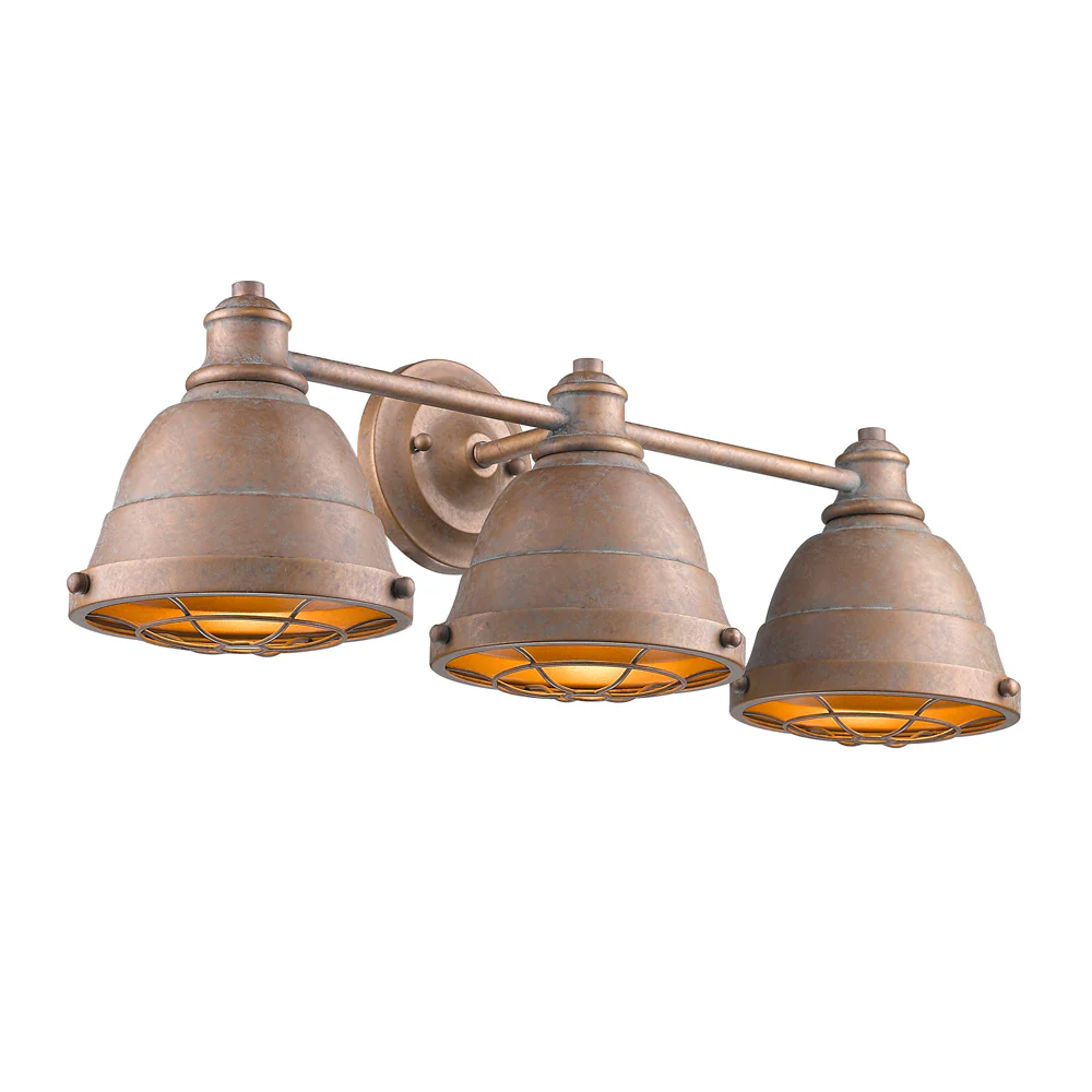Bartlett 3-Light Bathroom Vanity Light with Metal Shade, Copper Patina - Image 4