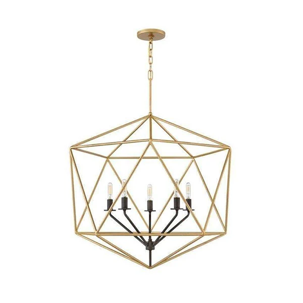 Astrid Medium Open Frame Chandelier, Deluxe Gold/Metallic Matte Bronze Accent