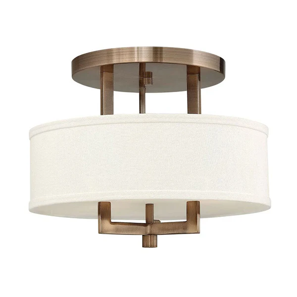 Hampton 3-Light Medium Semi-Flush Mount Ceiling Light, Brushed Bronze