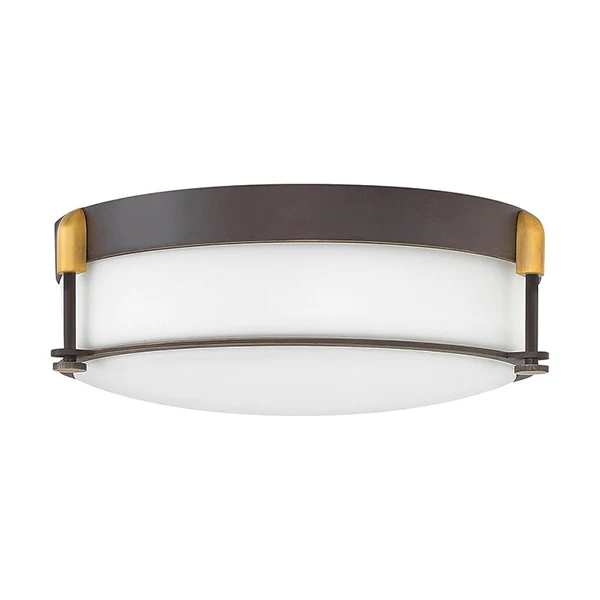 Colbin 3-Light Medium Flush Mount, Oil Rubbed Bronze/Heritage Brass Accent