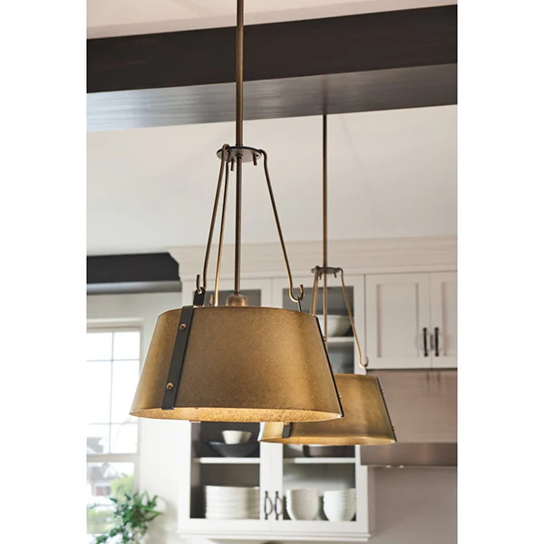 Cartwright 1-Light Pendant, Rustic Brass/Oil Rubbed Bronze - Image 3