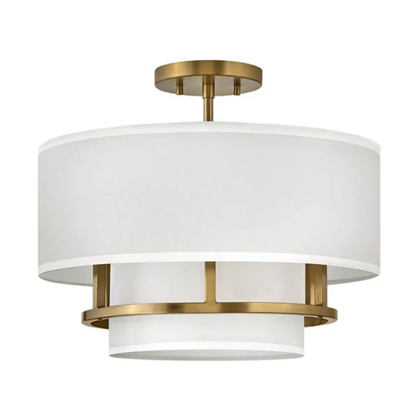 Graham 3-Light Medium Semi-Flush Mount Ceiling Light, Lacquered Brass