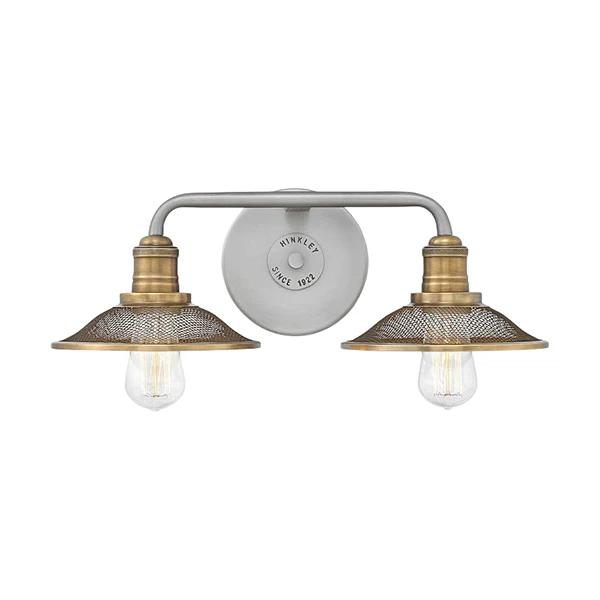 Rigby 2-Light Bathroom Vanity Light with Metal Shade, Antique Nickel