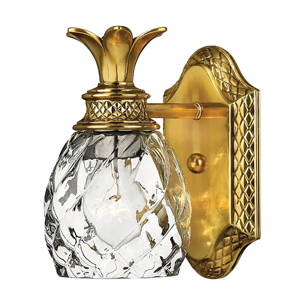 Plantation 1-Light Bathroom Vanity Light with Glass Shade, Burnished Brass