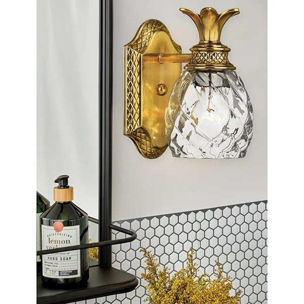Plantation 1-Light Bathroom Vanity Light with Glass Shade, Burnished Brass - Image 3