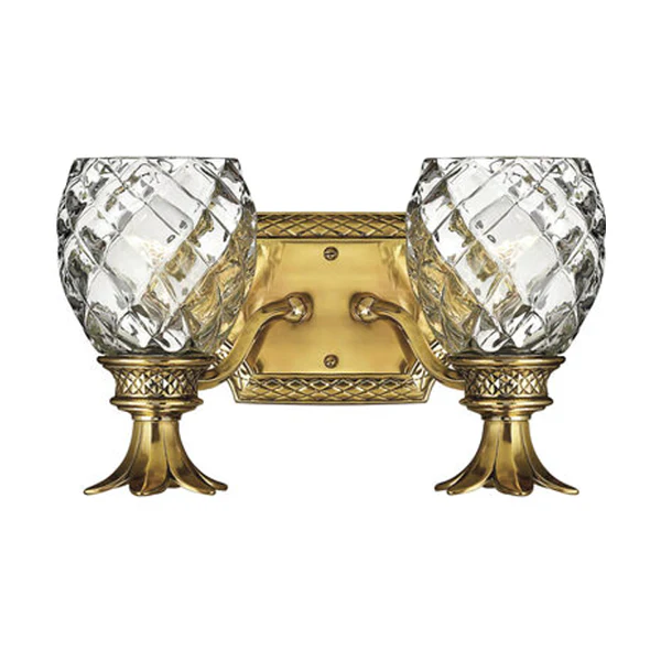 Plantation 2-Light Bathroom Vanity Light with Glass Shade, Burnished Brass - Image 2