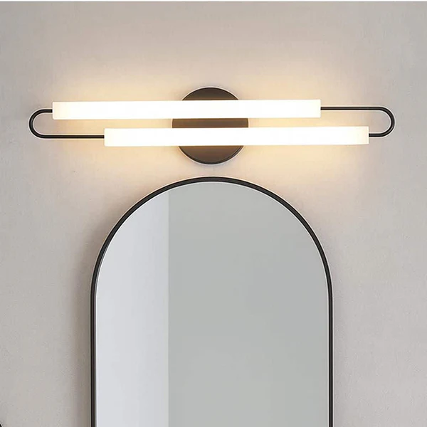 Eos 2-Light Bathroom Vanity Light with Glass Shade, Black - Image 3