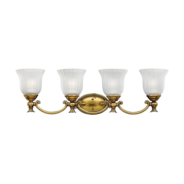 Francoise 4-Light Bathroom Vanity Light with Glass Shade, Burnished Brass