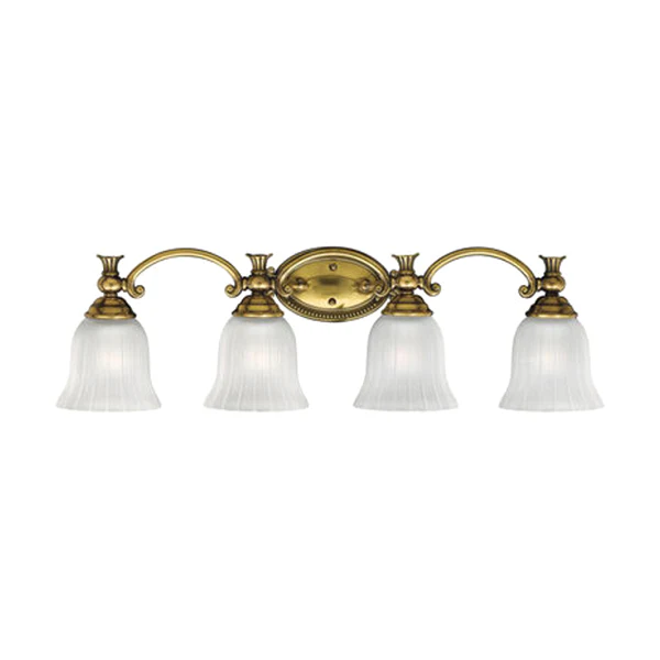 Francoise 4-Light Bathroom Vanity Light with Glass Shade, Burnished Brass - Image 2
