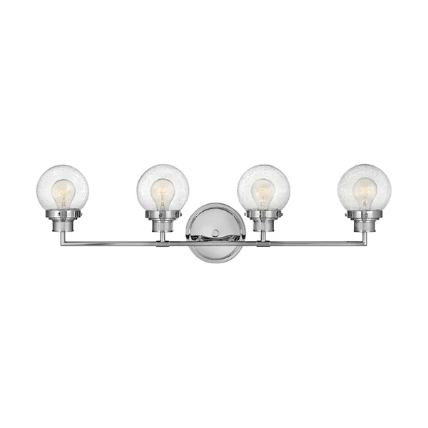 Poppy 4-Light Bathroom Vanity Light with Clear Seedy Glass Shade, Chrome - Image 2