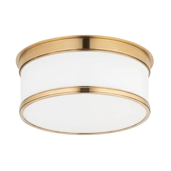 Geneva 1-Light Flush Mount, Aged Brass