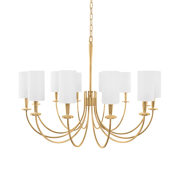 Mason 12-Light Chandelier, Aged Brass