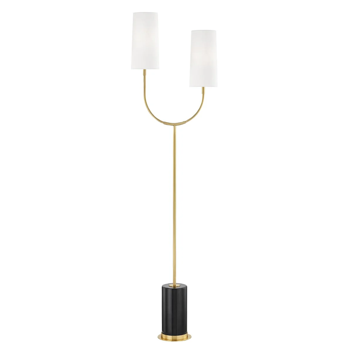 2-Light Marble Floor Lamp, Aged Brass, Hudson L1407-AGB