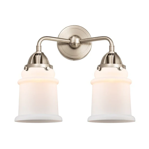 Nouveau 2-Light 2 14 in Bathroom Vanity Light, Brushed Satin Nickel 2-Light