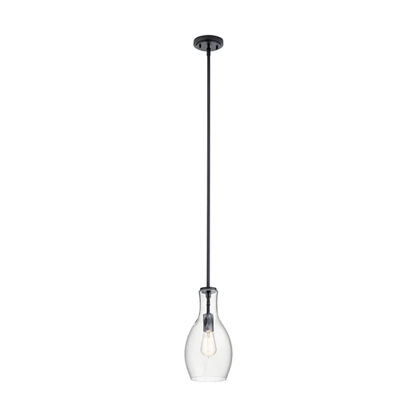 Everly 1-Light 7 in Diameter Pendant, Black