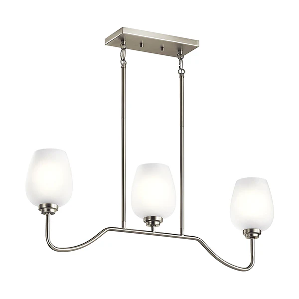 Valserrano 3-Light Linear 75W Chandelier, Brushed Nickel