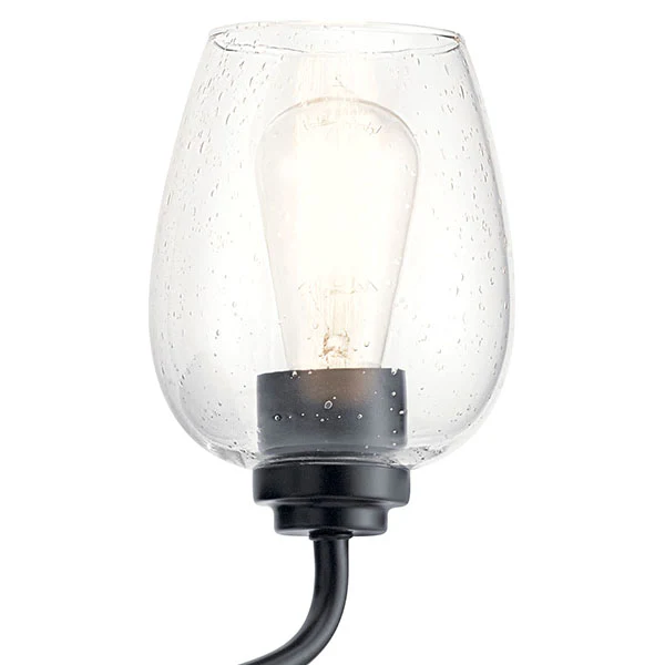 Valserrano 1-Light Clear Seeded Glass Wall Sconce, Black - Image 2