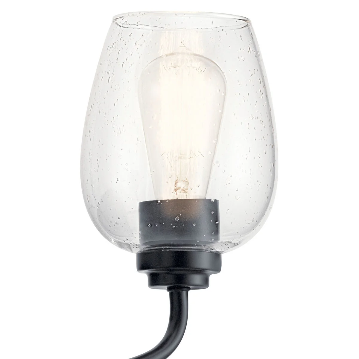 Valserrano 1-Light Clear Seeded Glass Wall Sconce, Black - Image 4