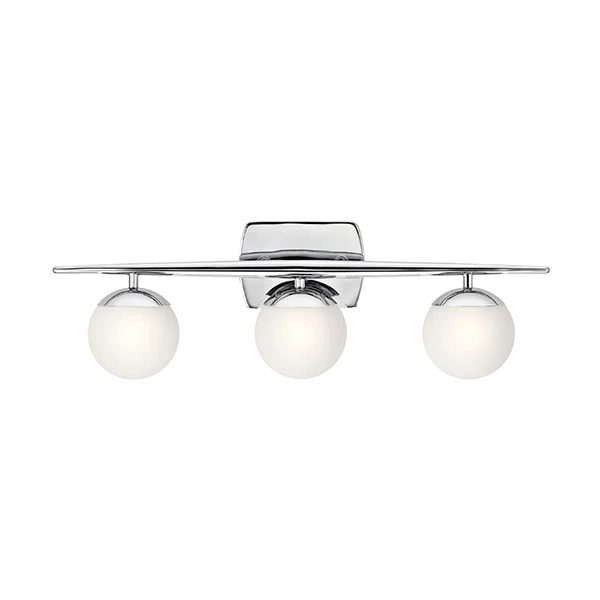 Jasper 3-Light Bathroom Vanity Light with Satin Etched Cased Opal Glass, Chrome