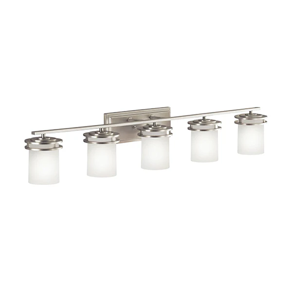 Hendrik 5-Light Bathroom Vanity Light with Satin Etched Cased Opal Glass, Brushed Nickel - Image 2
