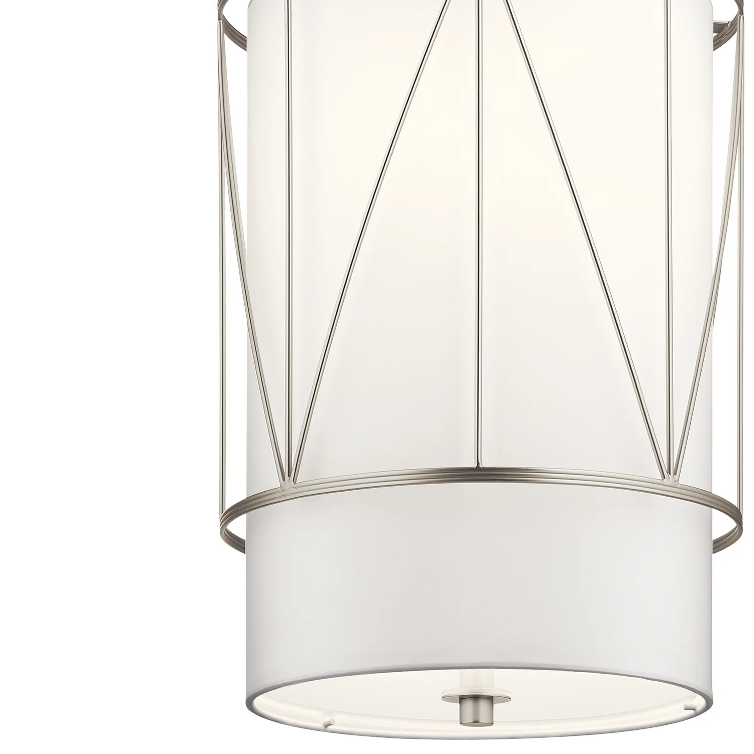 Birkleigh 1-Light Pendant with Fabric Cylinder Shade, Satin Nickel - Image 3