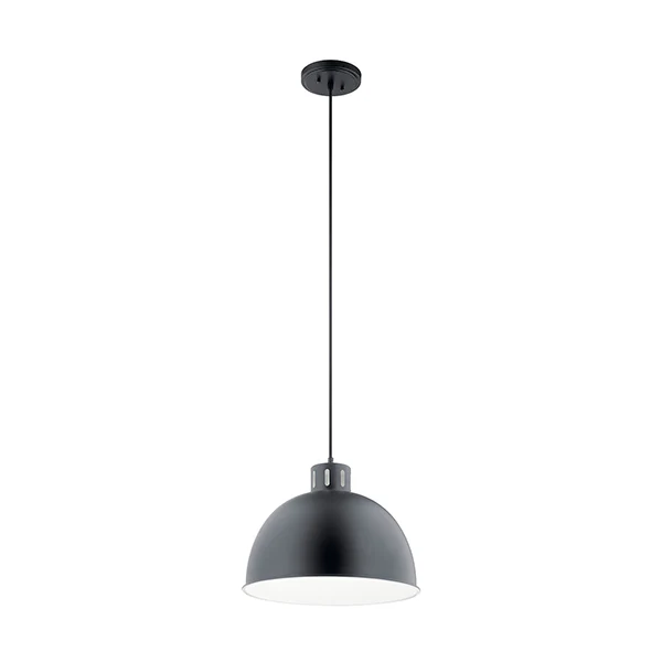 Zailey 1-Light Pendant with Metal Dome Shade, Black