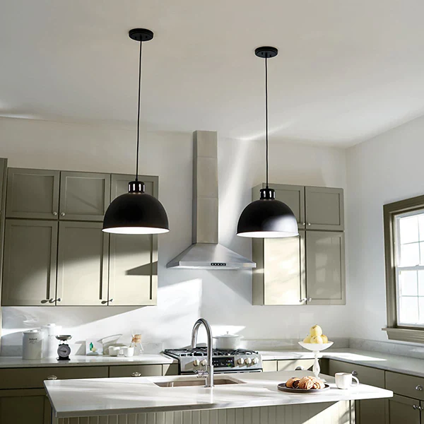 Zailey 1-Light Pendant with Metal Dome Shade, Black - Image 2