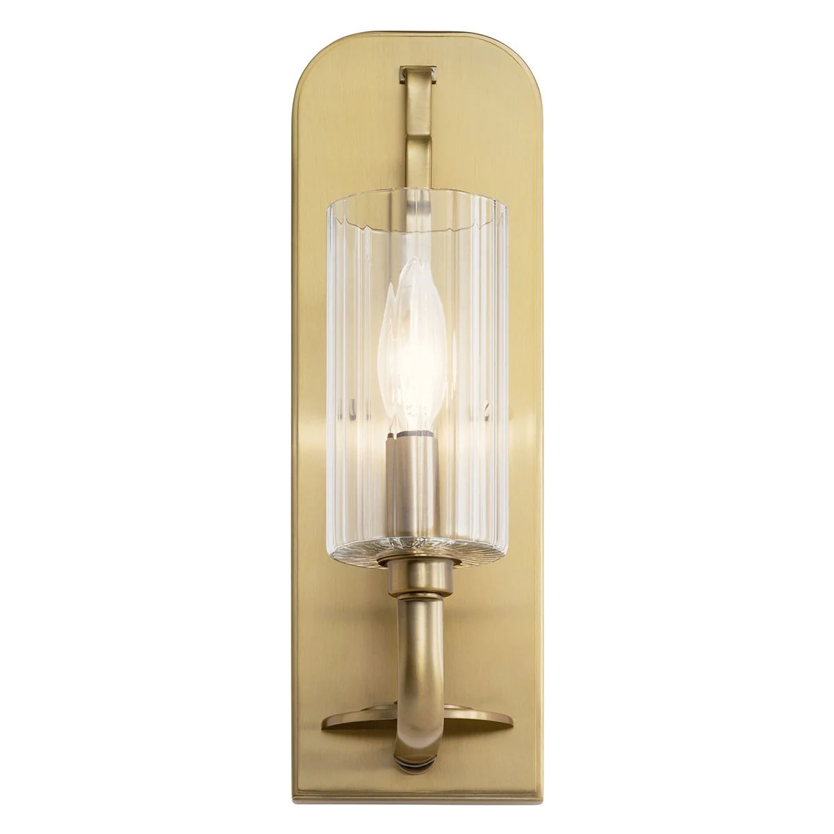 Kimrose 1-Light Clear Fluted Glass Wall Sconce, Brushed Natural Brass - Image 4