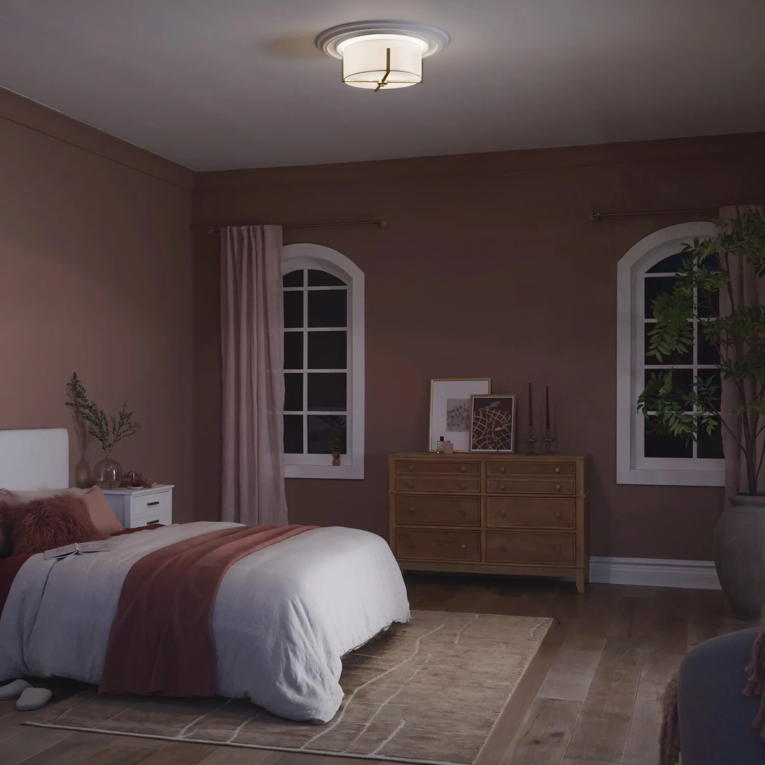 Malen Ceiling Light Flush Mount 2-Light, Champagne Bronze - Image 4