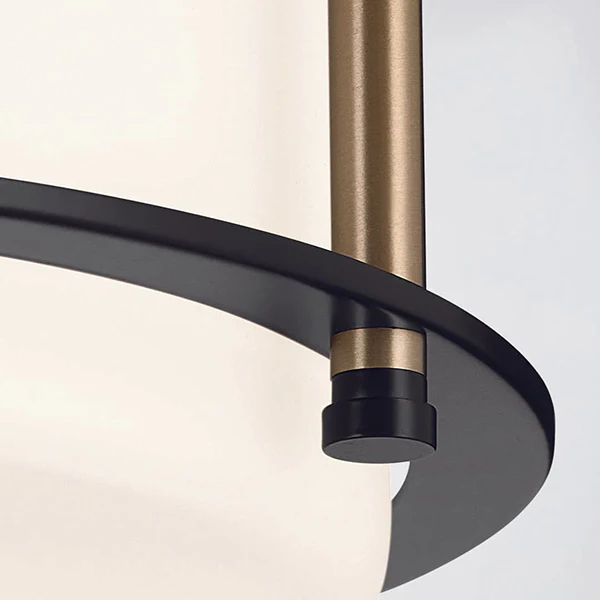 Brit Ceiling Light Flush Mount 2-Light Satin Etched Cased Opal Glass, Black/Champagne Bronze - Image 2