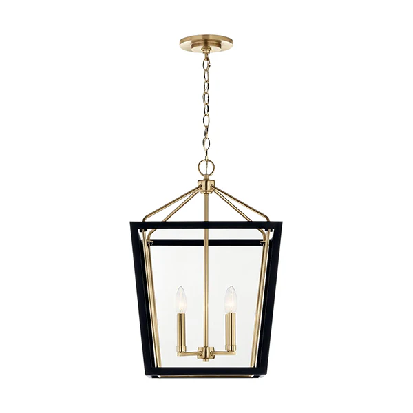 Delvin 4-Light Pendant with Clear Glass, Champagne Bronze/Black