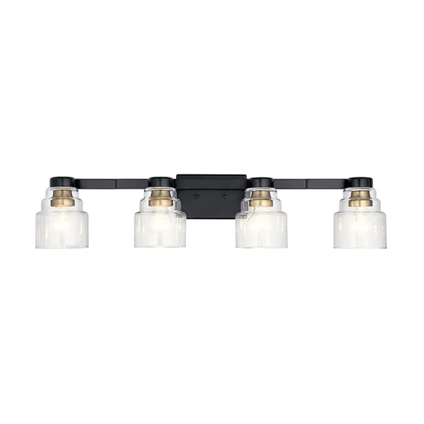 Vionnet 4-Light Bathroom Vanity Light with Clear Glass, Black