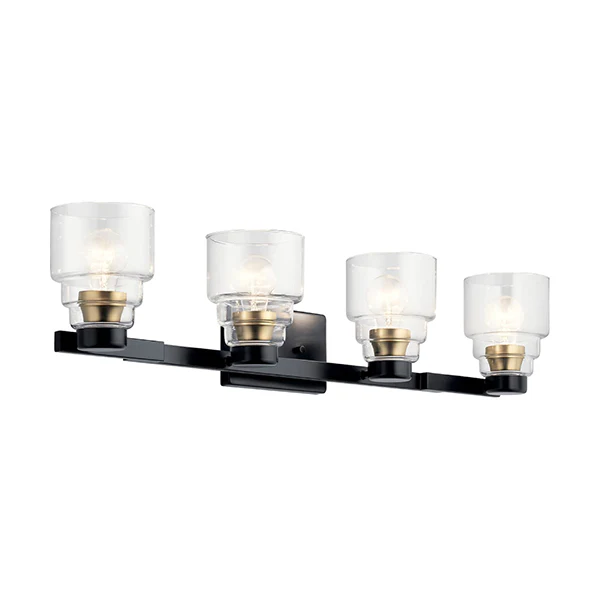 Vionnet 4-Light Bathroom Vanity Light with Clear Glass, Black - Image 2