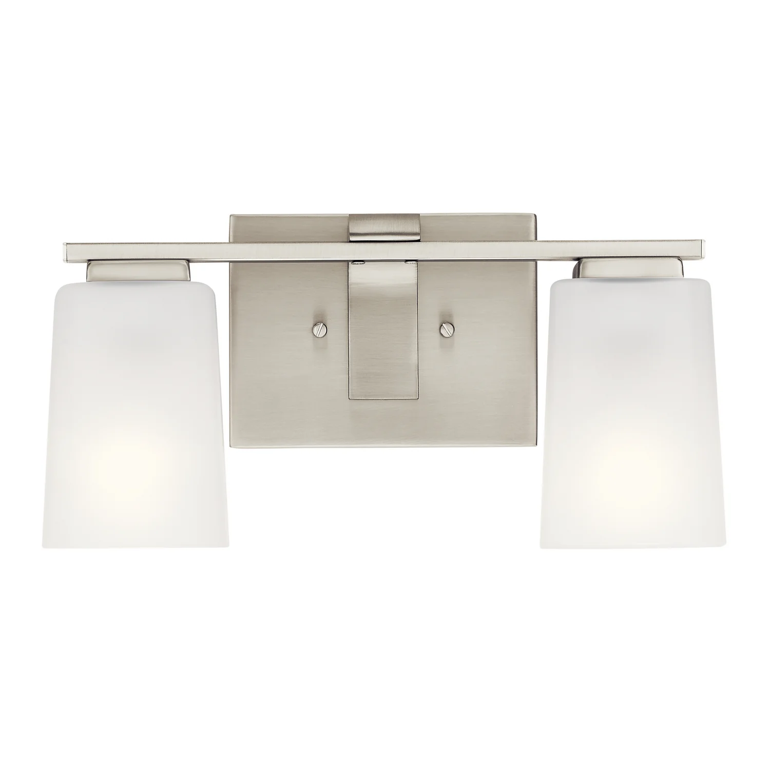 Roehm 2-Light Clear Bathroom Vanity Light with Satin Etched Glass, Brushed Nickel - Image 4