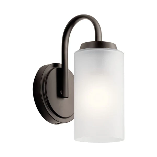 Kennewick 1-Light with Clear Satin Etched Glass Wall Sconce, Brushed Nickel - Image 2