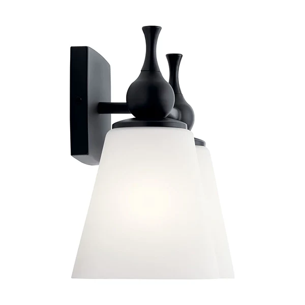 Cosabella 2-Light Bathroom Vanity Light with Satin Etched Cased Opal Glass, Black - Image 2