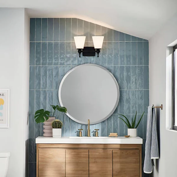 Cosabella 2-Light Bathroom Vanity Light with Satin Etched Cased Opal Glass, Black - Image 3