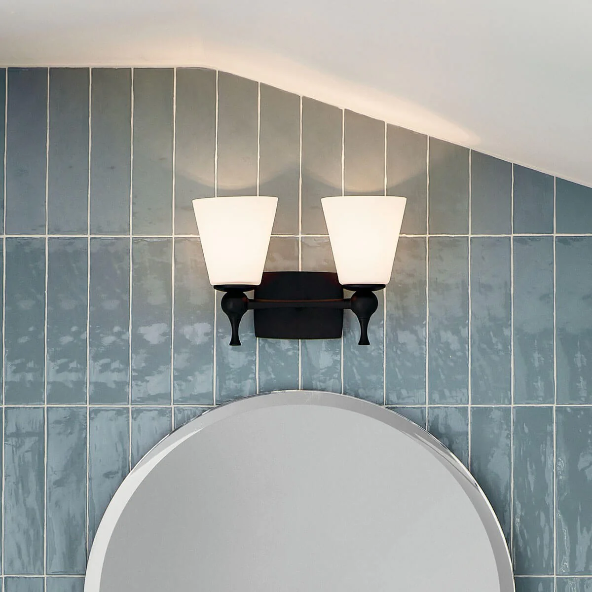 Cosabella 2-Light Bathroom Vanity Light with Satin Etched Cased Opal Glass, Black - Image 5