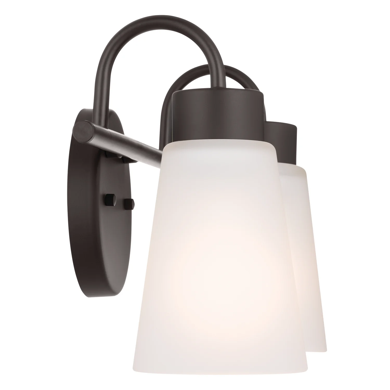 Erma 2-Light Bathroom Vanity Light with Satin Etched Glass, Olde Bronze - Image 3