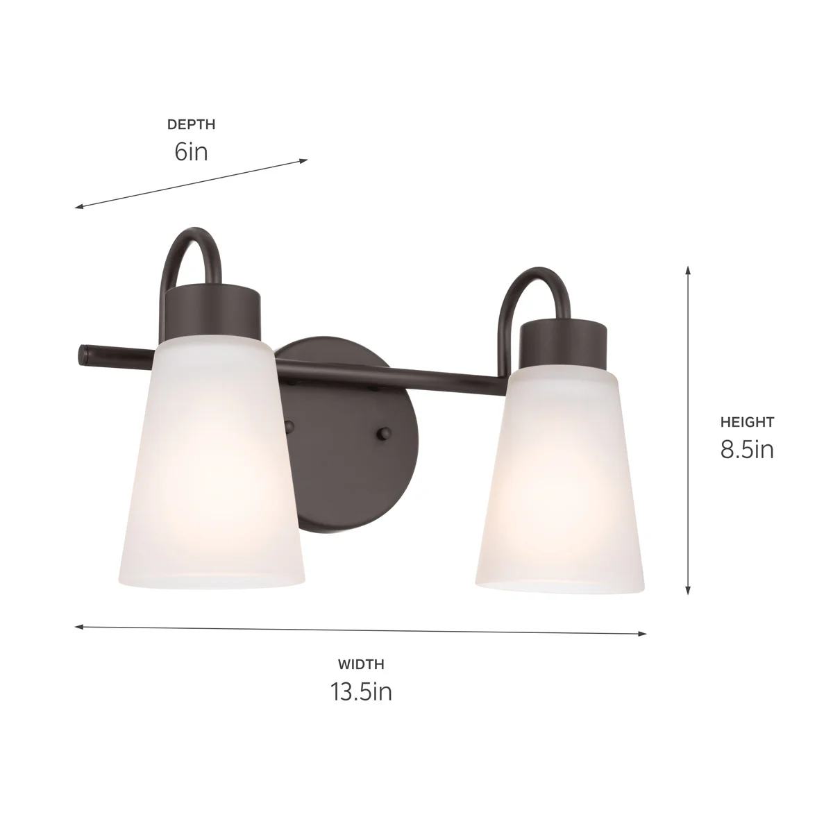 Erma 2-Light Bathroom Vanity Light with Satin Etched Glass, Olde Bronze - Image 5