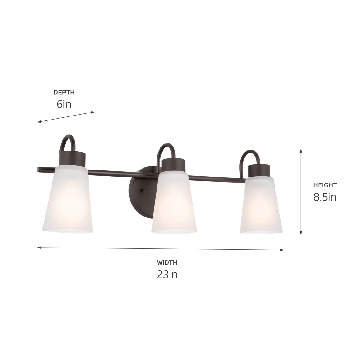 Erma 3-Light Clear Bathroom Vanity Light with Satin Etched Glass, Olde Bronze - Image 6