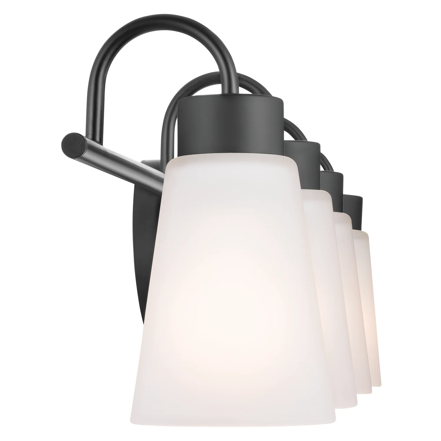 Erma 4-Light Bathroom Vanity Light with Clear Satin Etched Glass, Black - Image 3
