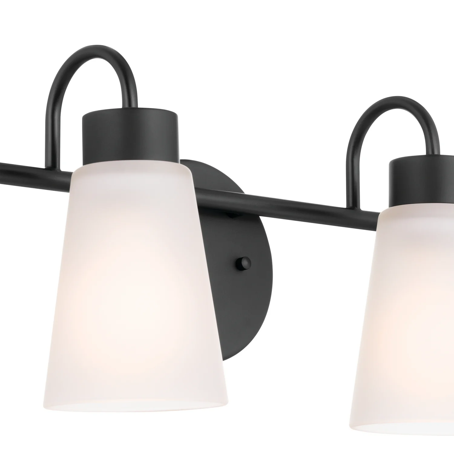 Erma 4-Light Bathroom Vanity Light with Clear Satin Etched Glass, Black - Image 4