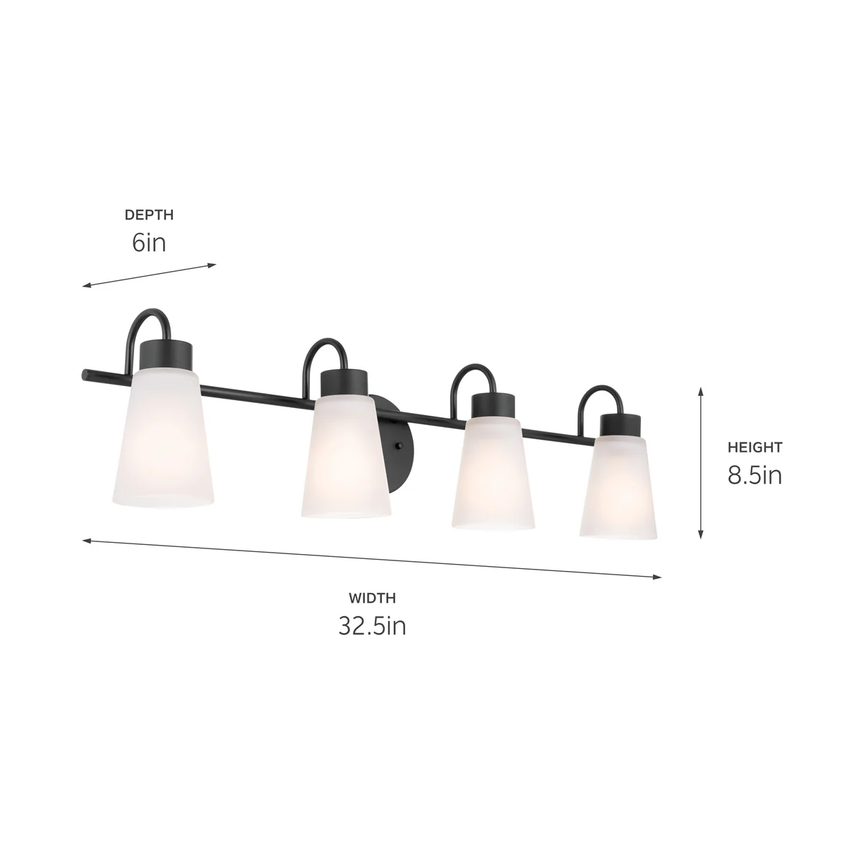 Erma 4-Light Bathroom Vanity Light with Clear Satin Etched Glass, Black - Image 5
