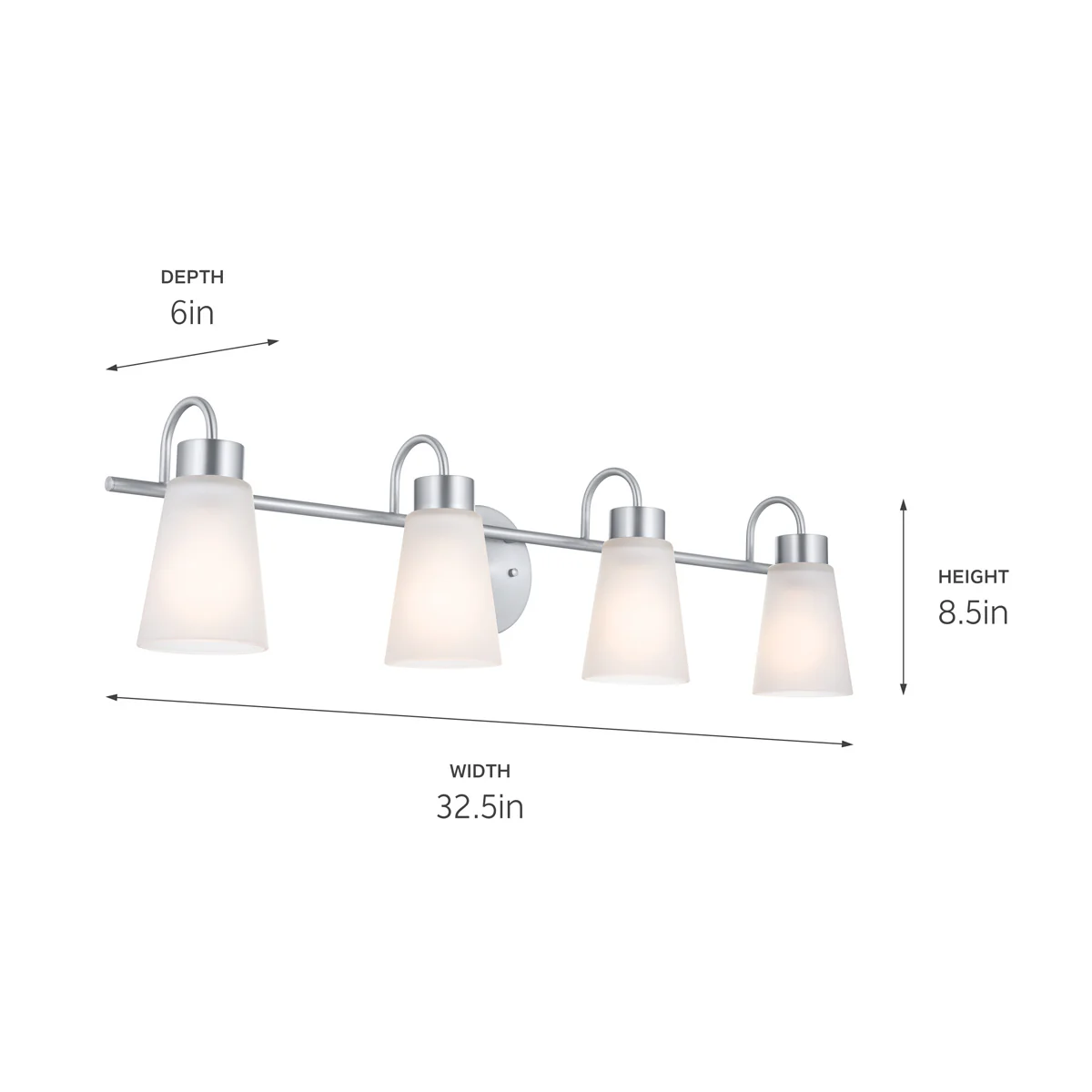 4-Light Fixture, Brushed Nickel, 24 in W x 8 in H, Modern Style - Image 3