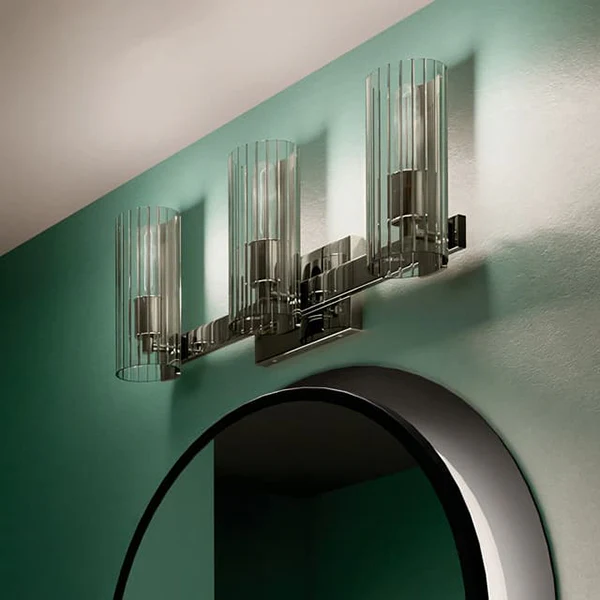 Jemsa 3-Light Bathroom Vanity Light with Clear Fluted Glass, Polished Nickel - Image 3