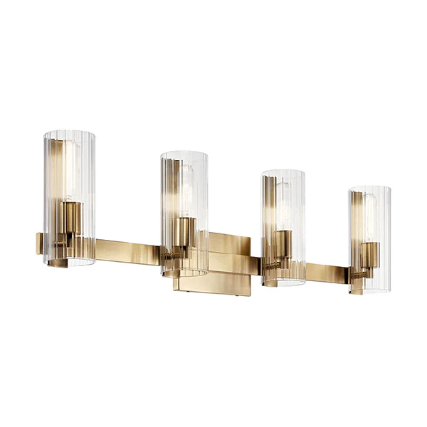 Jemsa 4-Light Bathroom Vanity Light with Clear Fluted Glass, Champagne Bronze - Image 2
