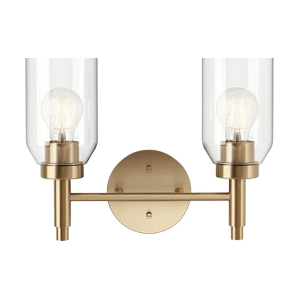 Madden 2-Light Bathroom Vanity Light with Clear Glass, Champagne Bronze